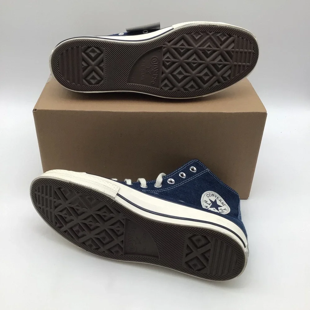 Converse x Eric Emanuel Chuck 70 High Top Navy Blue Silver A19037C Mens 9.5 NEW